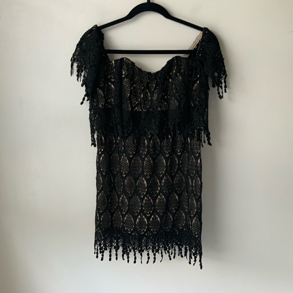 STONE COLD FOX Iowa Black Lace Dress Gothic Whimsigoth Bohemian Chic Medium - Picture 3 of 14